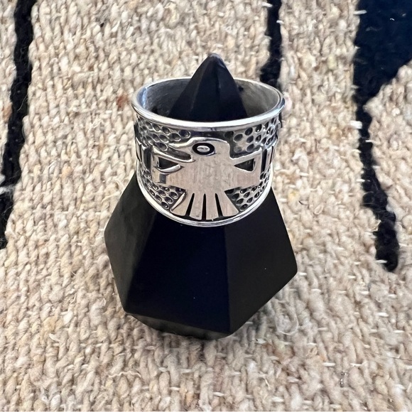 ❤️ Cigar Band Sterling Navajo Southwestern Thunderbird Ring Unisex Sz 10.75 8.4G - Picture 14 of 16